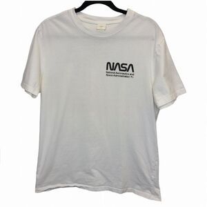 H&M Mens NASA American Flag White Short Sleeve Graphic Cotton Tshirt M